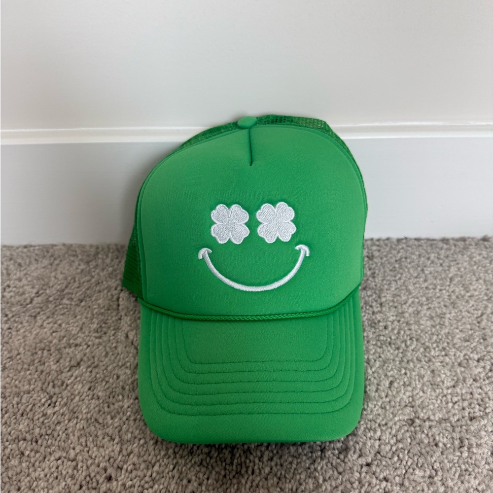 Green Smiley Face Trucker Hat